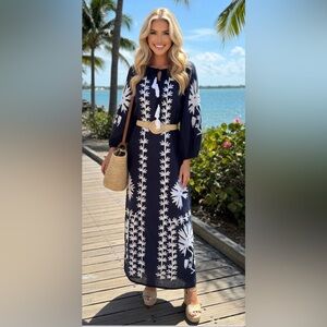 Debbie Katz Cotton Maxi Embroidered Sun Dress NWT